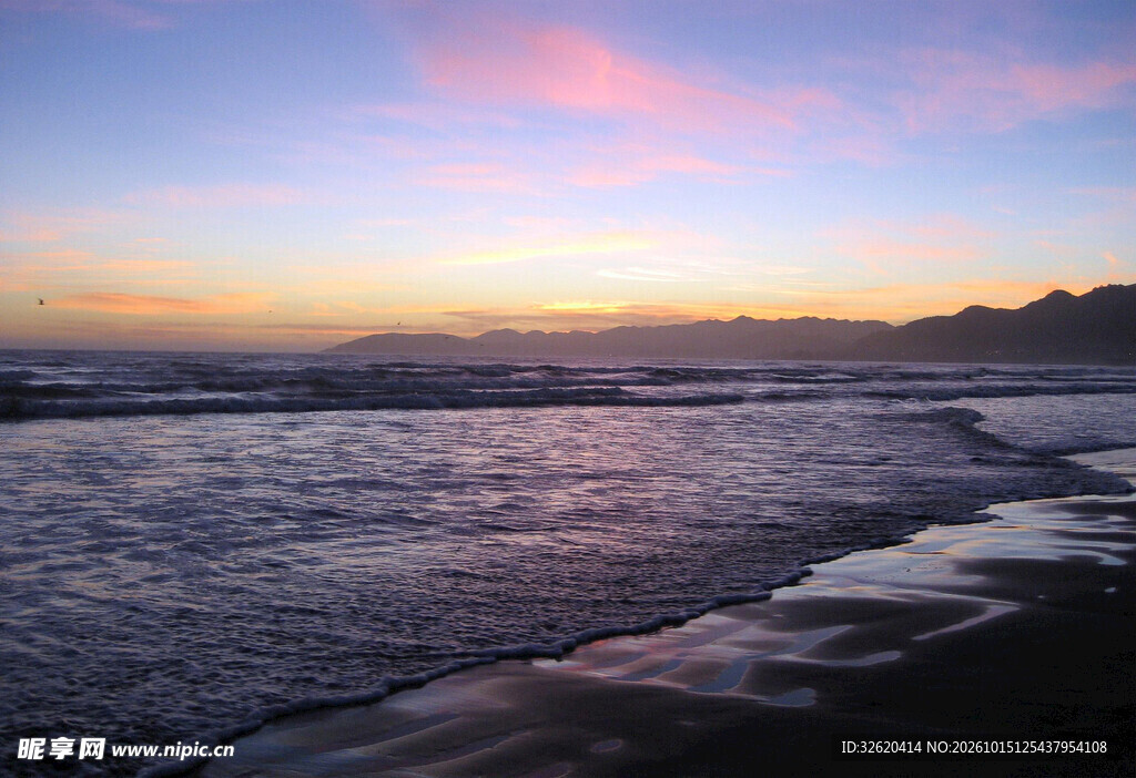 海滨黄昏日落美景
