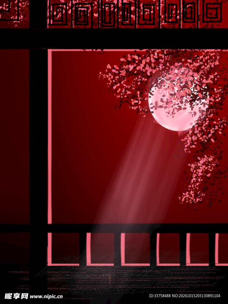 朱窗月夜花影流光