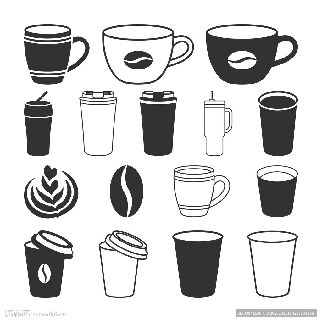 咖啡杯图标集