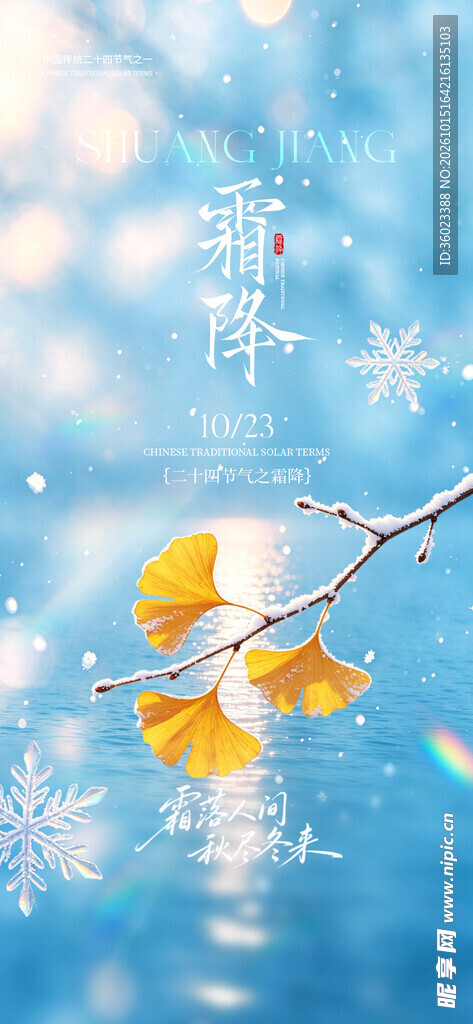 霜降节气银杏意境图