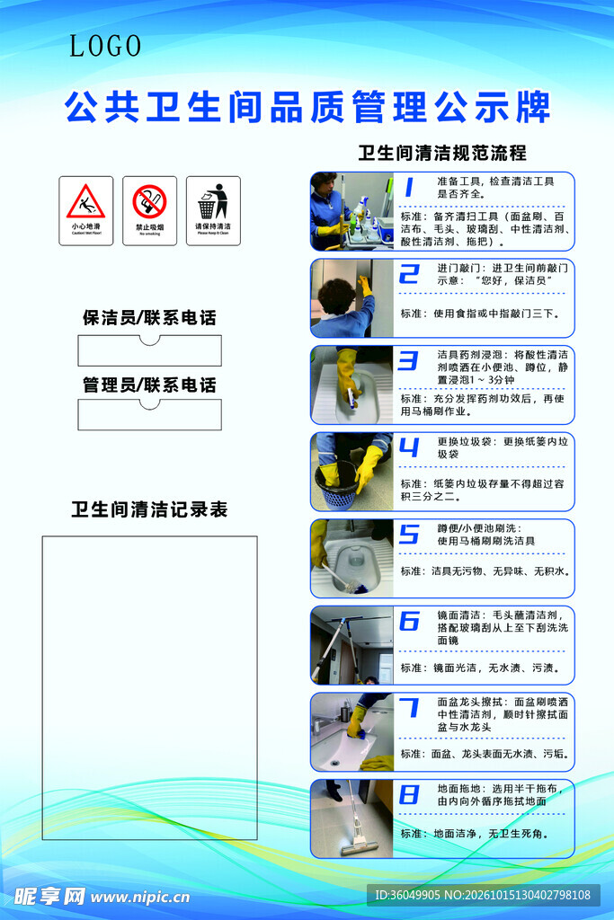公共卫生间品质管理公示牌