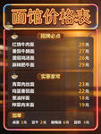 面馆价格表