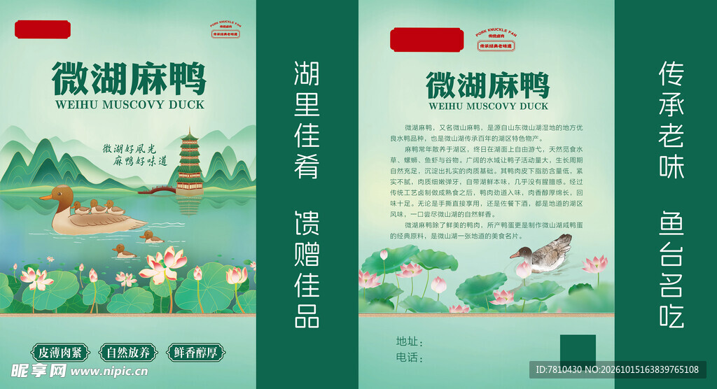 微山湖麻鸭国风宣传海报