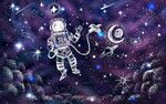 太空漫游宇航员插画