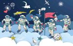 宇航员太空漫步卡通插画