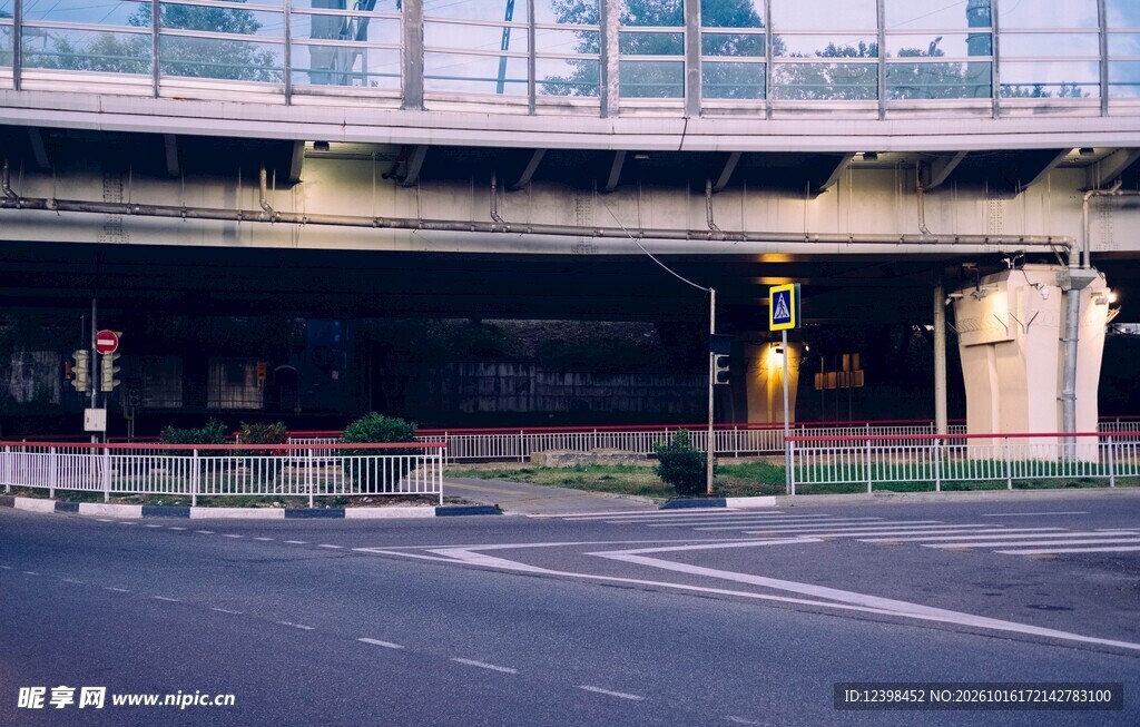 城市高架桥下公路场景
