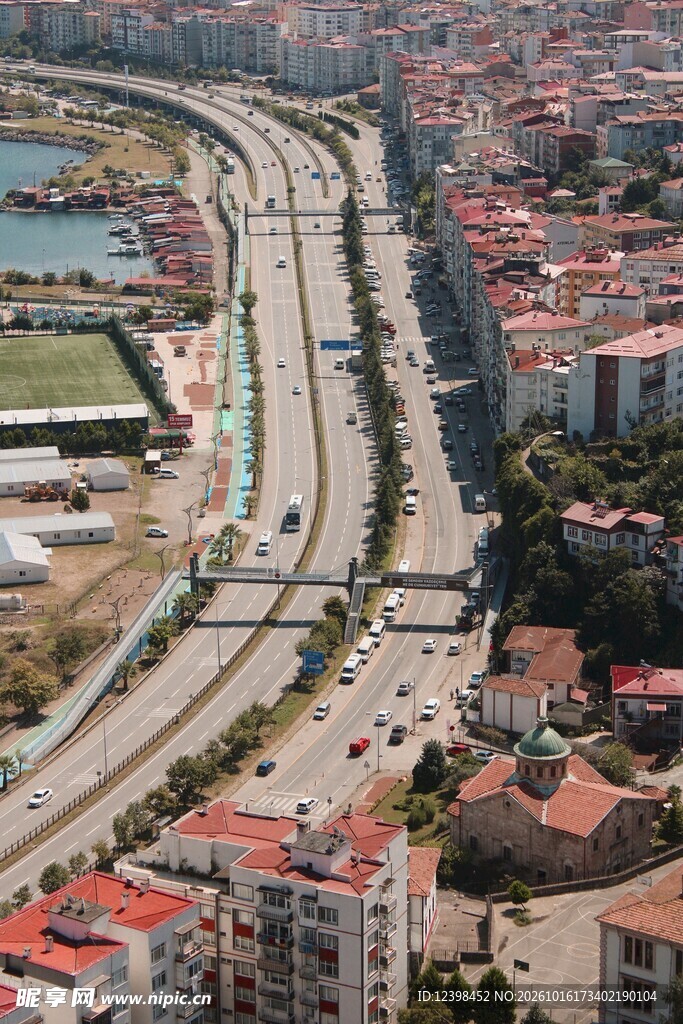 航拍城市道路景观