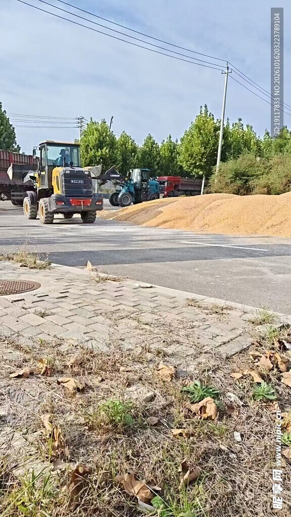 乡村公路旁的工程机械