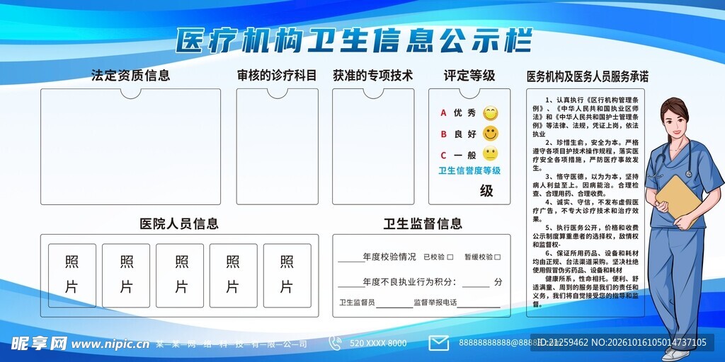 简约医疗机构卫生信息公示栏展板