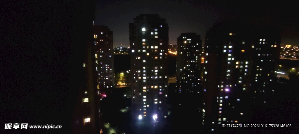 城市高层住宅夜景