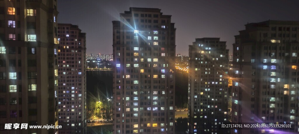 城市高层住宅夜景