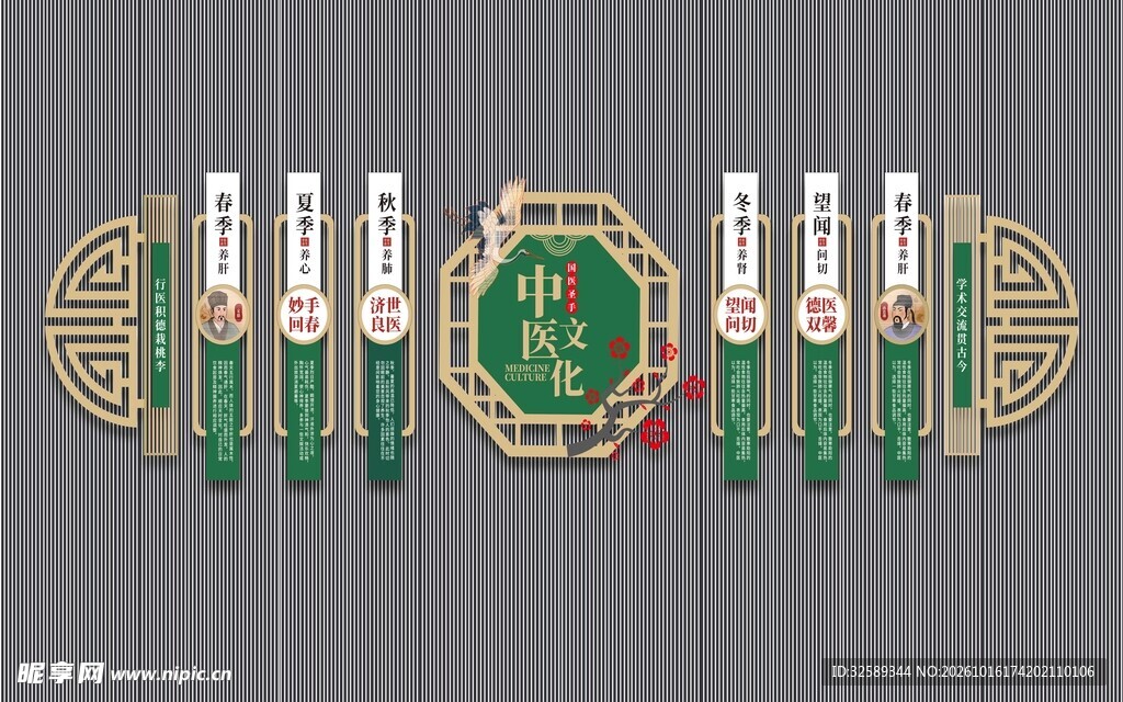 中式古典装饰纹样单层平面图