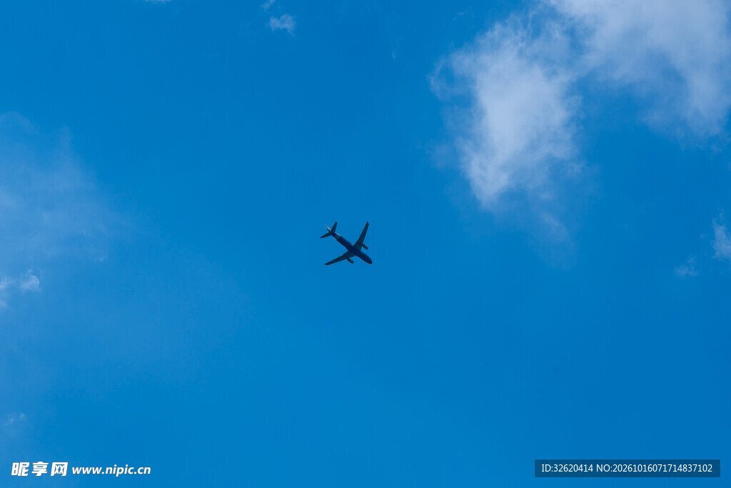 晴空中飞行的飞机