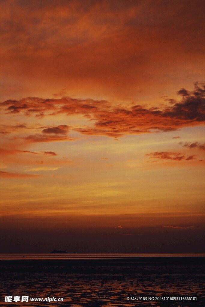 海面黄昏落日美景