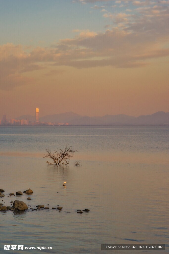 海面黄昏落日美景