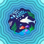海底剪纸插画