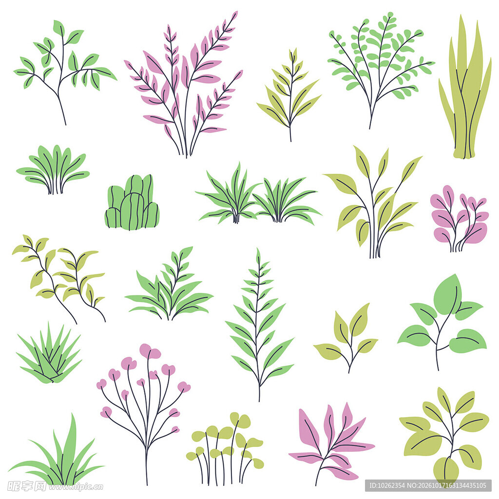 手绘清新植物小元素合集