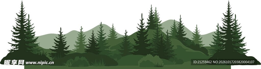 山森林矢量景观插图剪影