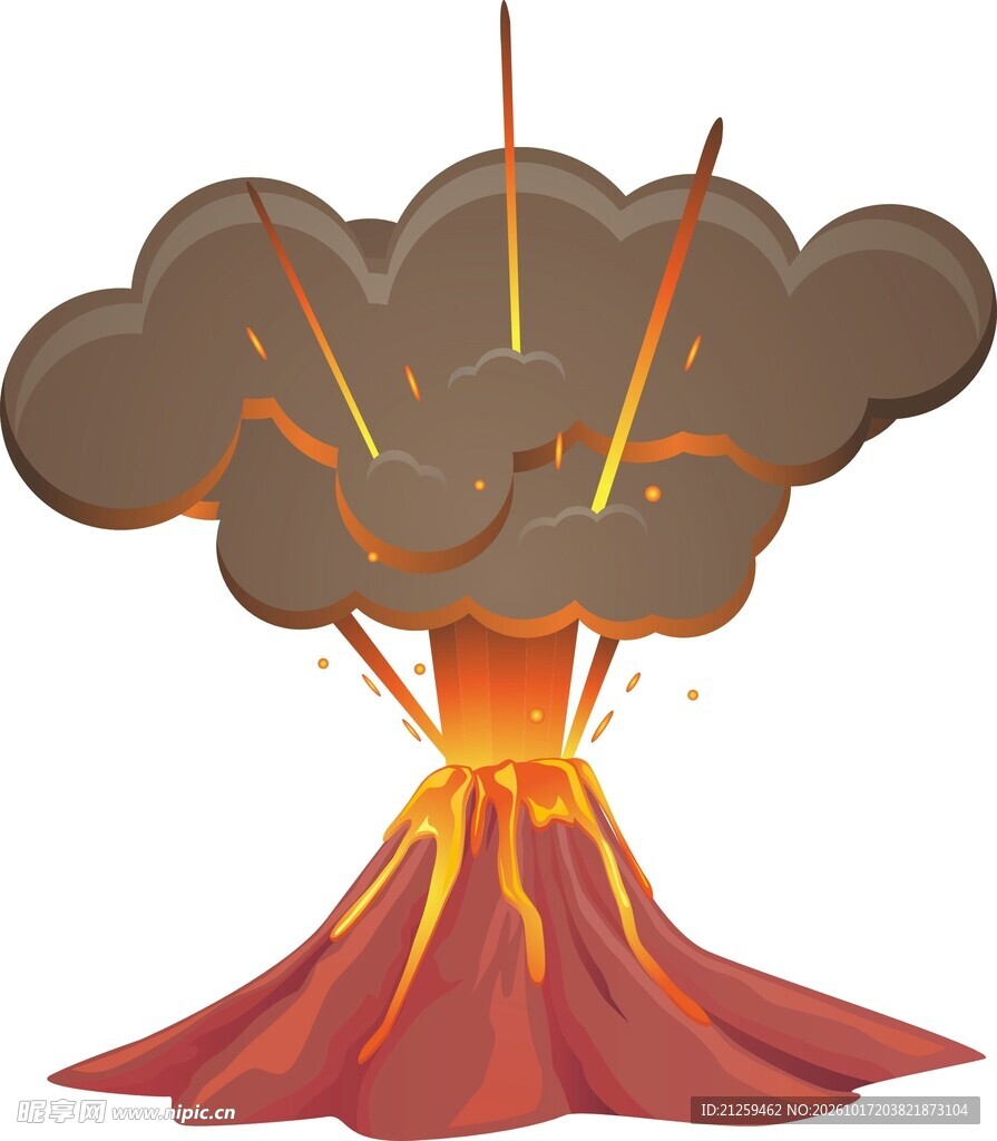 火山爆发 熔岩流下