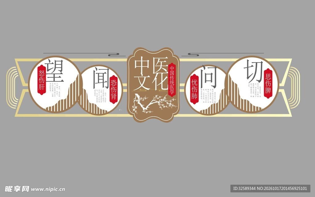 中医望闻问切主题装饰单层平面图