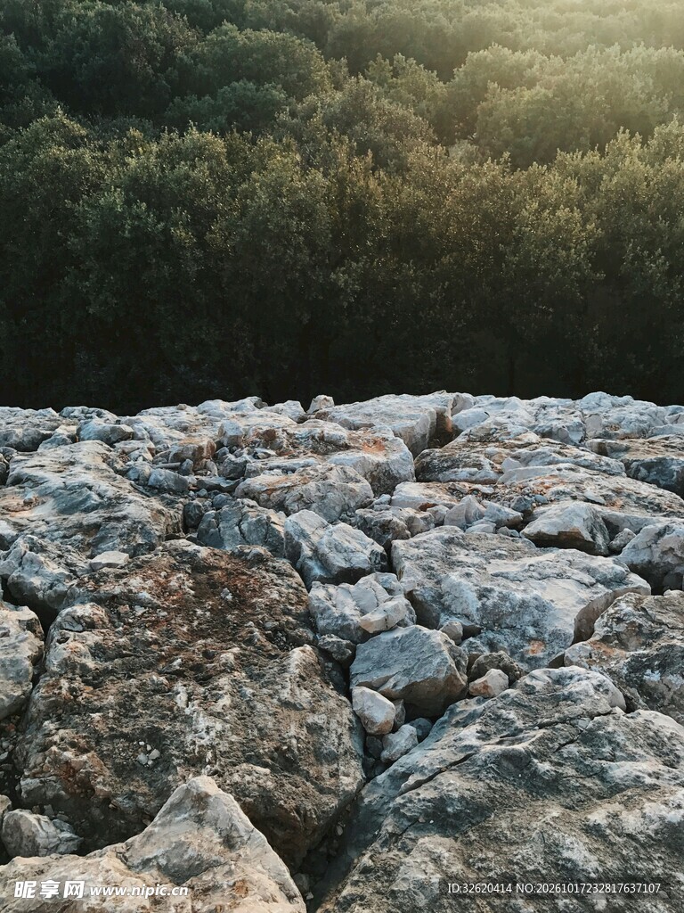 水岸岩石自然景观