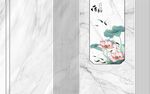 中式水墨荷花纱帘