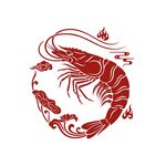红色剪纸虾纹
