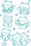 萌趣小猫线稿手账素材