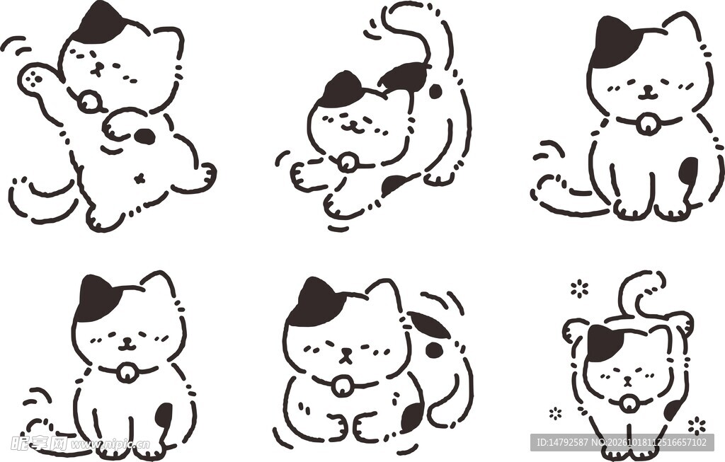 简笔可爱猫咪表情包合集