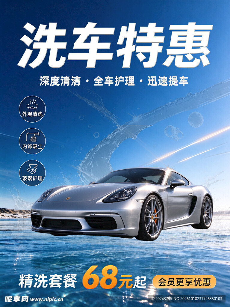 洗车特惠促销海报