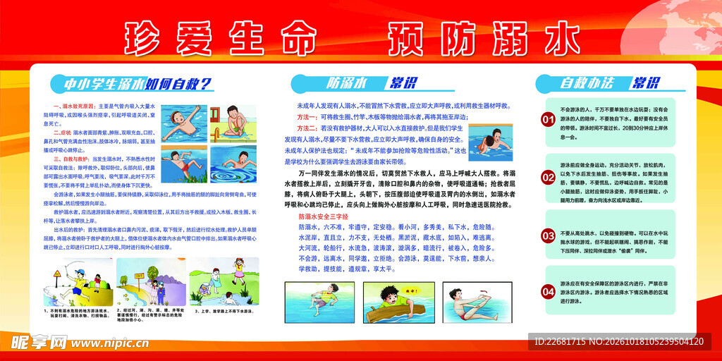 防溺水安全知识宣传展板