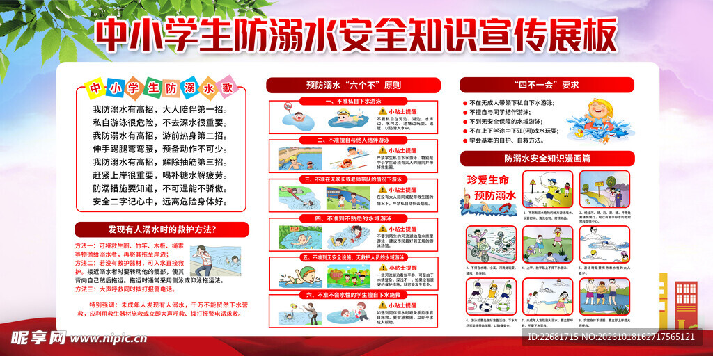 防溺水安全知识宣传展板