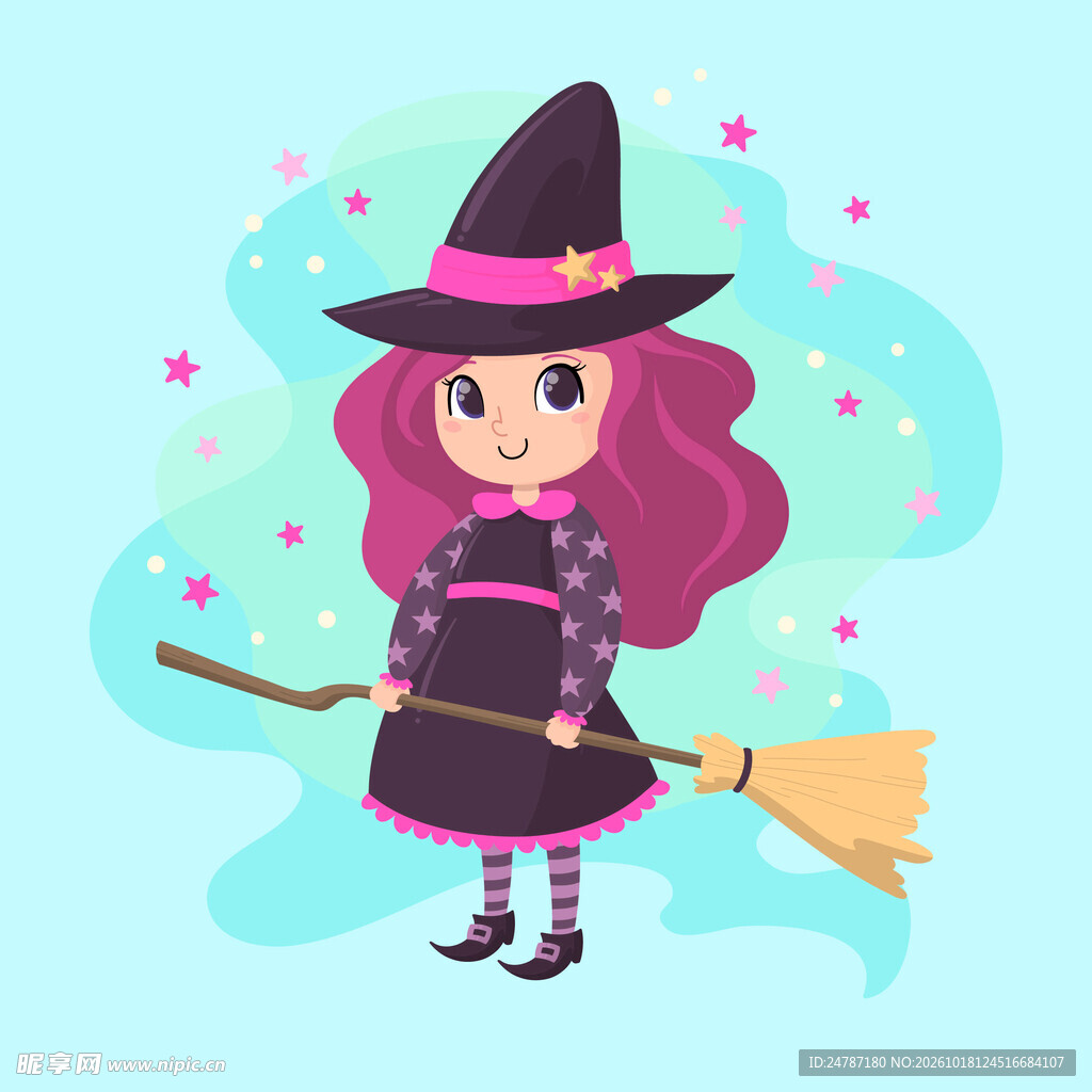 可爱卡通小女巫