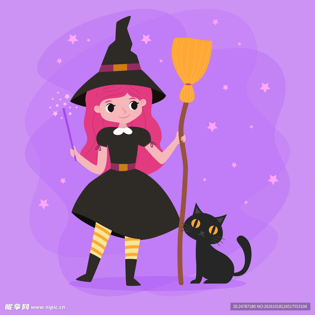 可爱小女巫与黑猫