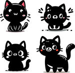 可爱卡通小黑猫合集