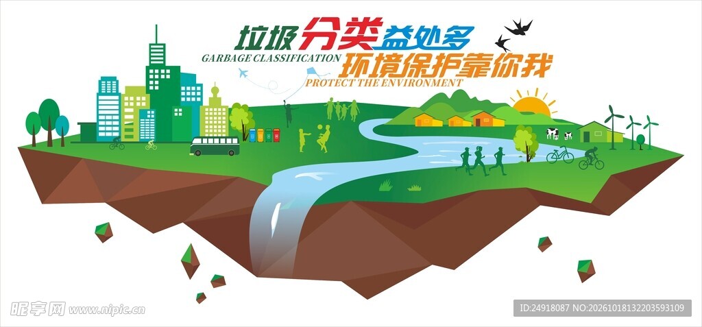 垃圾分类文化墙背景墙海报图案