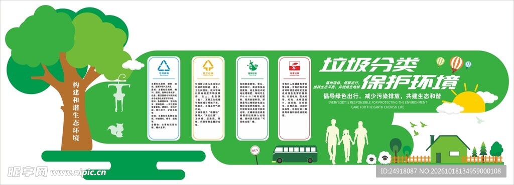 垃圾分类环保文化墙背景墙海报