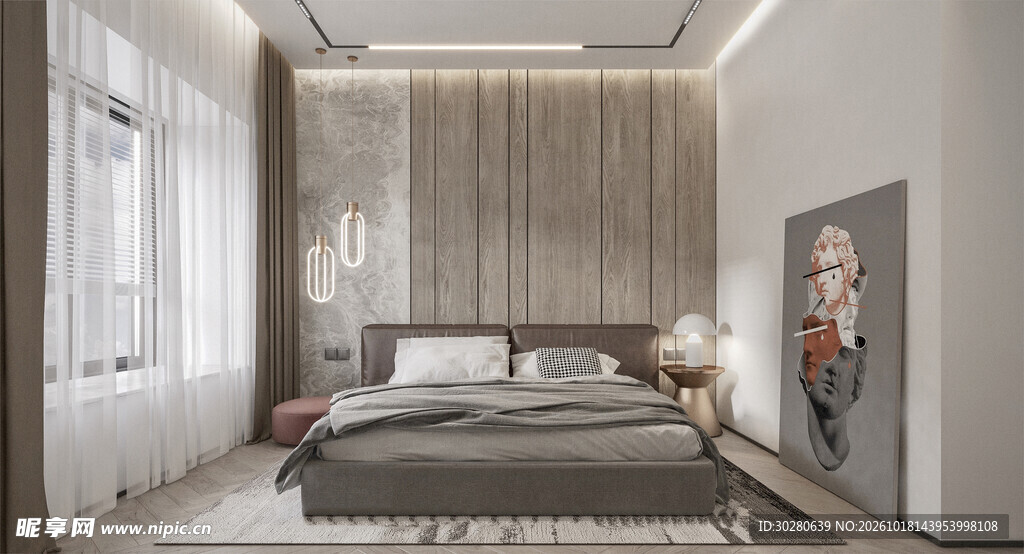 现代轻奢主卧空间设计