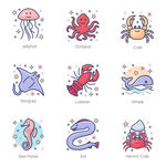 卡通海洋生物图标合集