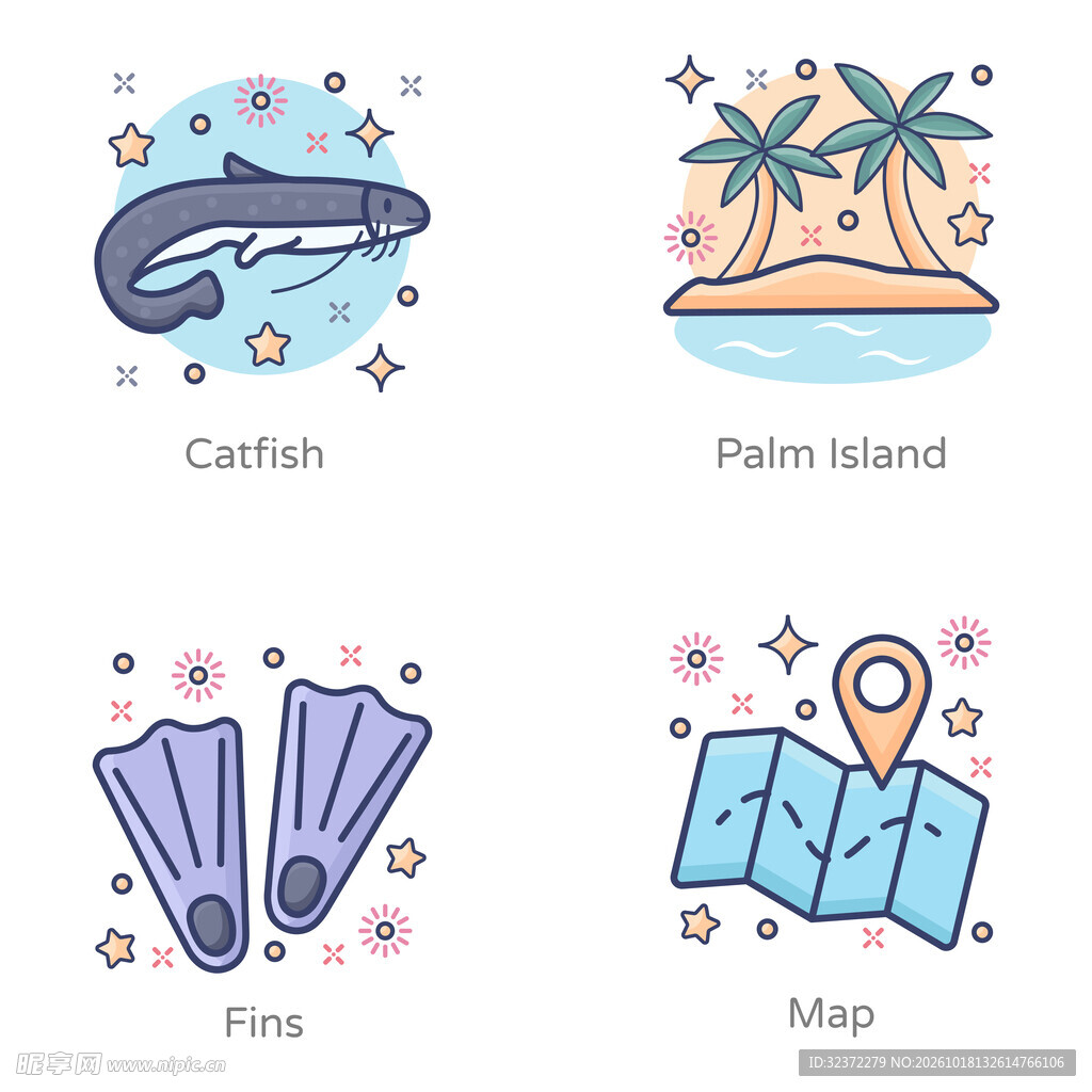 夏日海洋度假图标合集