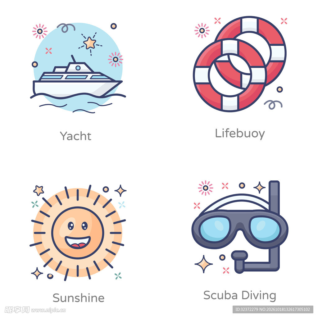 夏日海洋度假图标合集