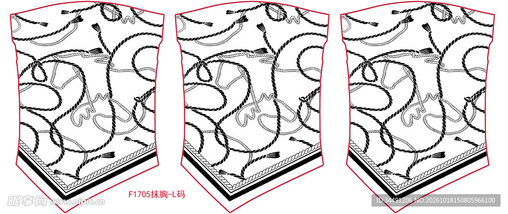 线描卷草纹盾牌图案