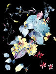黑底水彩花卉插画