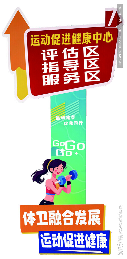 运动健康中心导视立牌