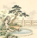 庭院古松图