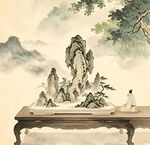 赏石闲居图