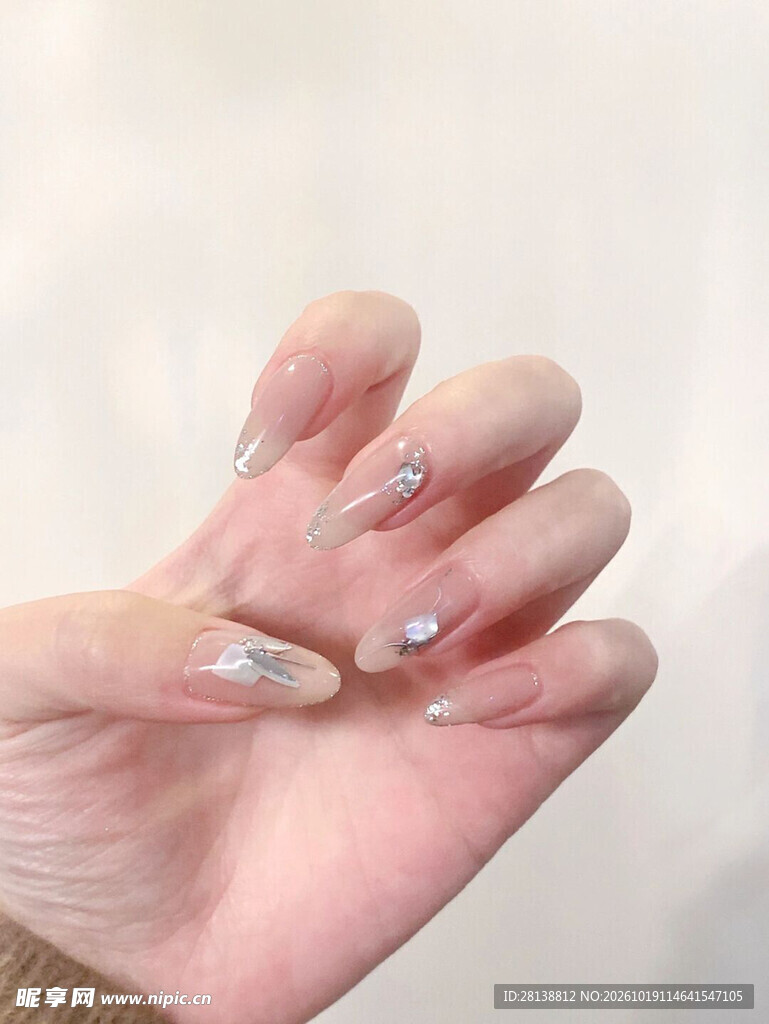 镶钻长款美甲展示
