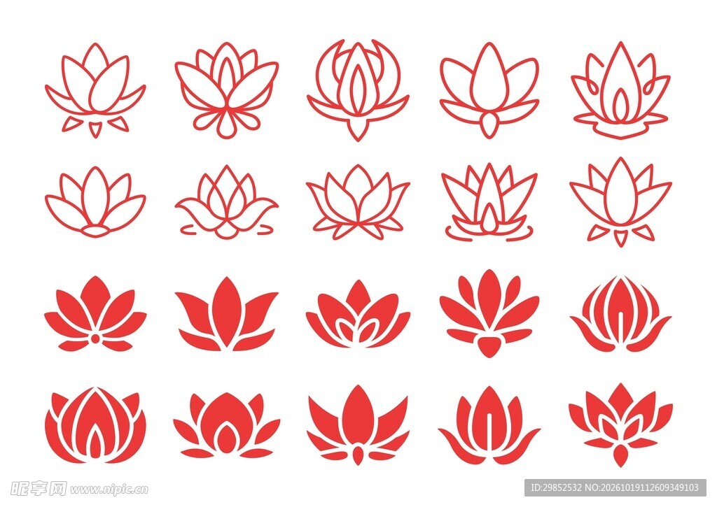 红色荷花图标