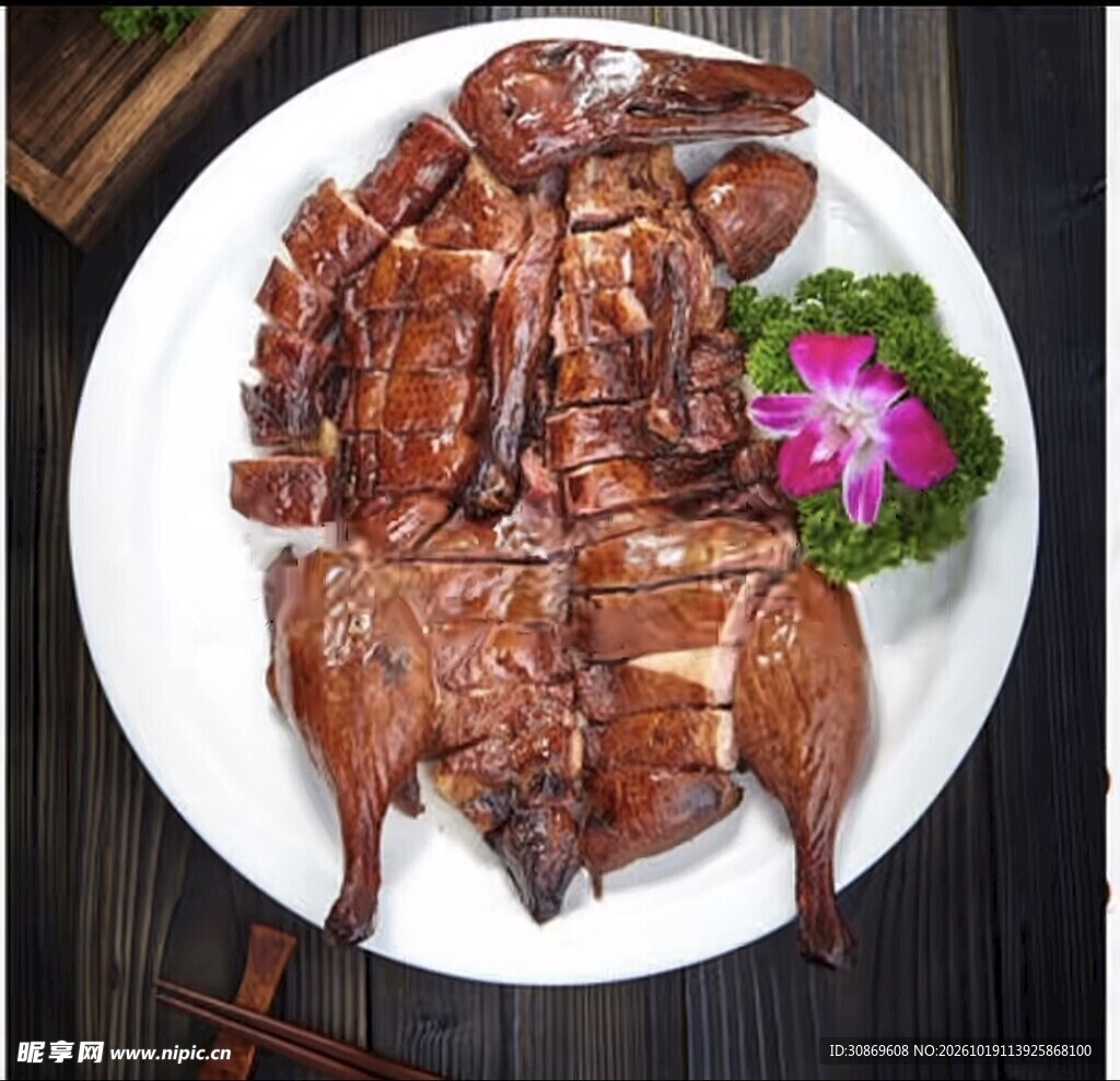 香酥烤鸭精美摆盘