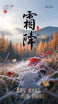 霜降节气秋景海报